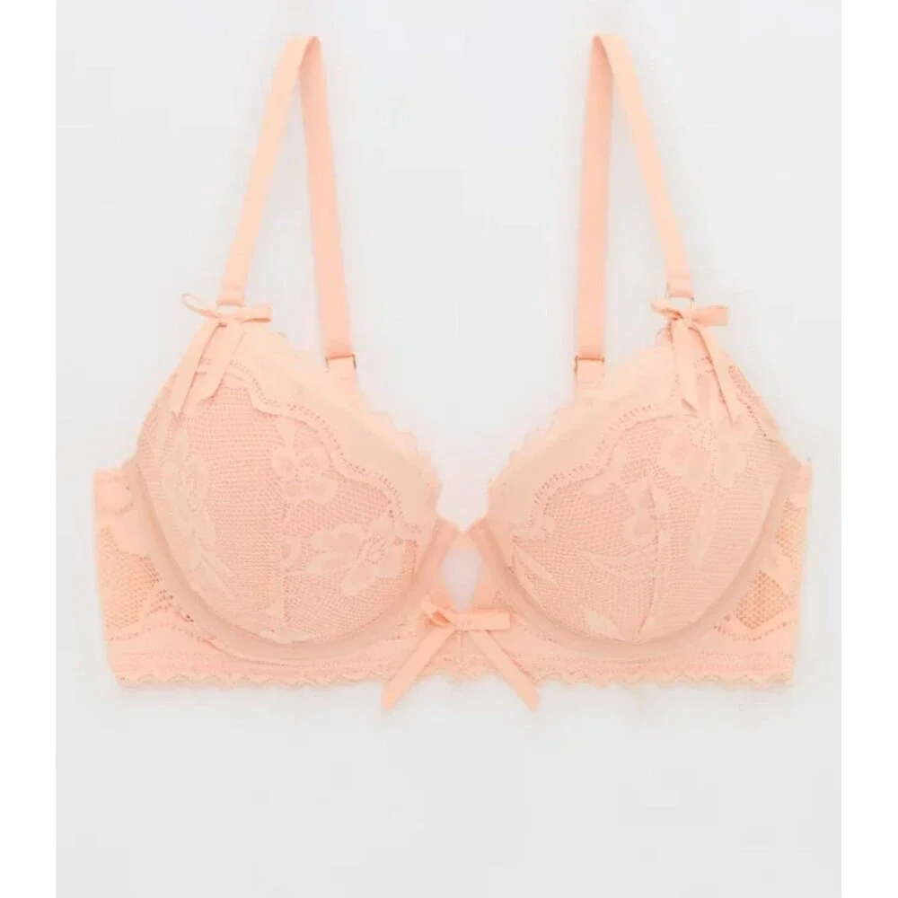Aerie 34B Plunge Pink Pushup Bra NWT Adjustable Straps Underwire Padded